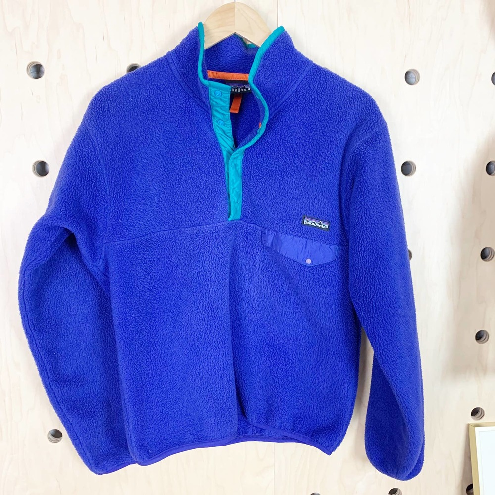 Patagonia Vintage Synchilla Snap T Fleece Pullover Blue Sweatshirt Small